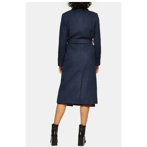 Topshop Manhattan Coat - Tailored, Belted, Double Breasted in Navy 2P - Picture 2 of 16